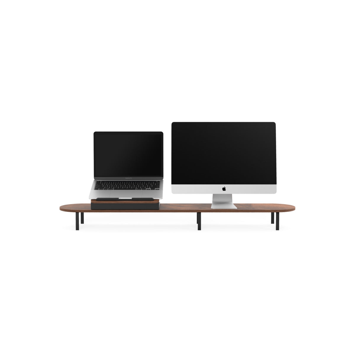 Stand dublu Woodcessories pentru monitor Walnut/Black - iSTYLE RO