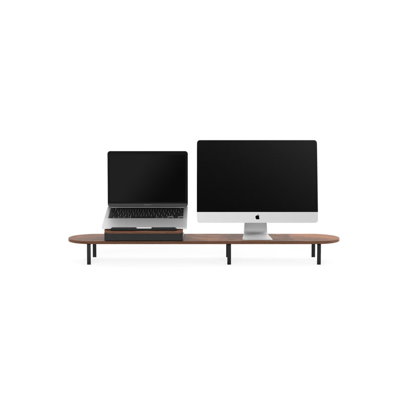 Stand dublu Woodcessories pentru monitor Walnut/Black - iSTYLE RO