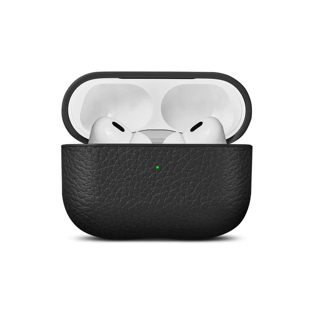 Husa de protectie Woolnut pentru AirPods Pro (gen.2), Piele, Negru - iSTYLE RO