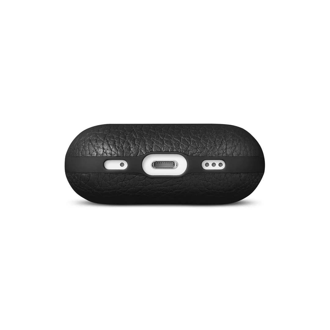 Husa de protectie Woolnut pentru AirPods Pro (gen.2), Piele, Negru - iSTYLE RO