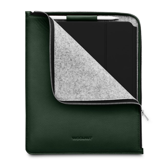 Husa de protectie Woolnut Folio pentru iPad Pro 13", Piele, Verde - iSTYLE RO