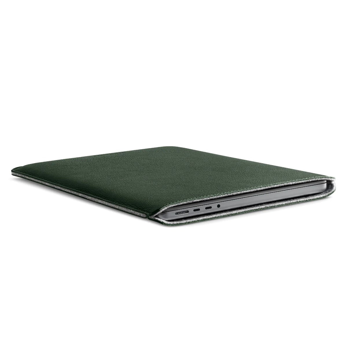 Husa de protectie Woolnut Sleeve pentru MacBook Pro 14", Piele, Verde - iSTYLE RO