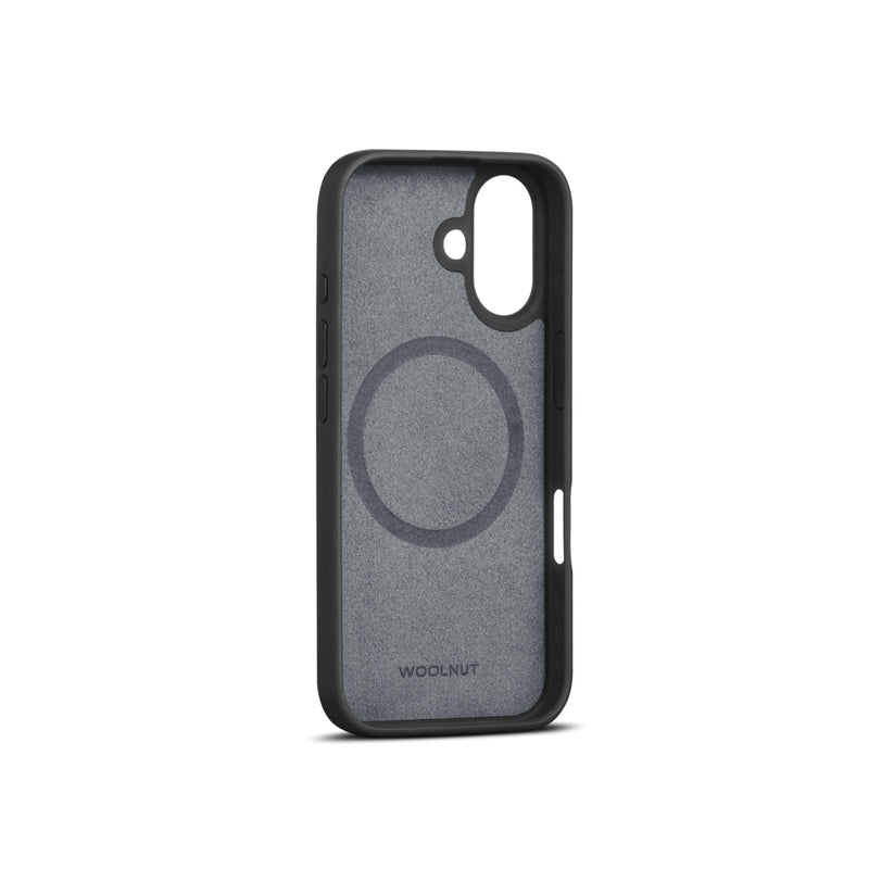 Husa de protectie Woolnut din piele pentru iPhone 16, Negru - iSTYLE RO