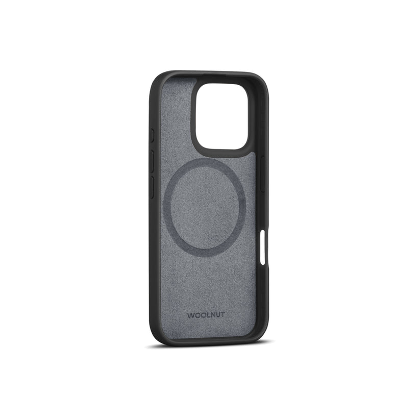 Husa de protectie Woolnut din piele pentru iPhone 16 Pro, Negru - iSTYLE RO