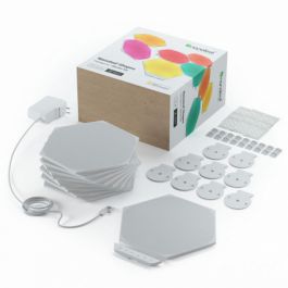 Kit 9 panouri luminoase inteligente nanoleaf shapes hexagons starter kit, cu senzor muzica inclus, multi-touch control, led rgbw, wi-fi