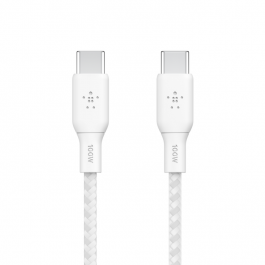 Cablu de date Belkin Braided USB-C la USB-C, 2m, Alb
