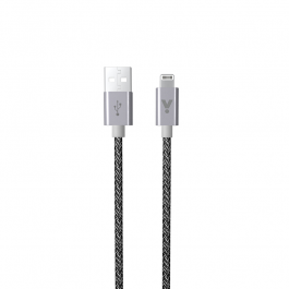 Cablu de date ISTYLE fabric braided USB-A la Lightning 1.8m, Space Grey
