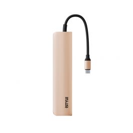 Adaptor iStyle 6in1 Aluminium Hub 8K cu USB-C connector, Auriu
