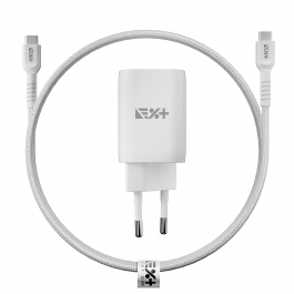 Adaptor de priza NEXT ONE Dual GAN 35W + cablu de incarcare USB-C