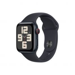 Apple Watch SE GPS + Cellular, 40mm Midnight Aluminium Case, Midnight Sport Band - S/M