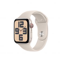 Resigilat: Apple Watch SE GPS + Cellular, 44mm Starlight Aluminium Case, Starlight Sport Band - M/L