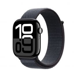 Resigilat: Apple Watch Series 10 GPS, 46mm Jet Black Aluminium Case, Ink Sport Loop