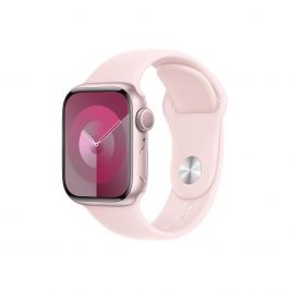 Apple Watch 9 GPS, 41mm Pink Aluminium Case, Light Pink Sport Band - S/M
