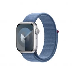 Resigilat: Apple Watch 9 GPS, 41mm Silver Aluminium Case, Winter Blue Sport Loop