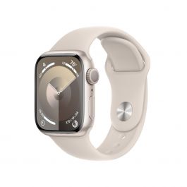 Apple Watch 9 GPS, 41mm Starlight Aluminium Case, Starlight Sport Band - S/M