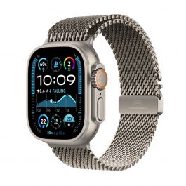Resigilat: Apple Watch Ultra 2 GPS + Cellular 49mm Natural Titanium Case with Natural Titanium Milanese Loop - L