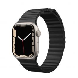 Curea Next One Leather Loop pentru Apple Watch 42-44mm, Negru