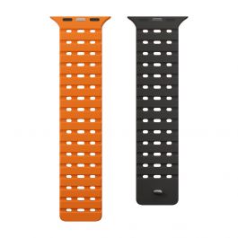 Curea NEXT ONE pentru Apple Watch 46/49 mm, Silicon, Negru/Portocaliu