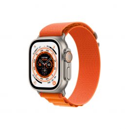 Apple Watch Ultra GPS + Cellular, 49mm Titanium Case with Orange Alpine Loop - Medium