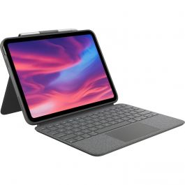 Husa Logitech Combo Touch cu Smart Connector, tastatura iluminata si trakpad detasabile pentru iPad gen 10, US, Gri Oxford