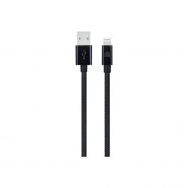 Cablu de date Dviced USB-A la Lightning Nylon Textile 1.25m, Negru