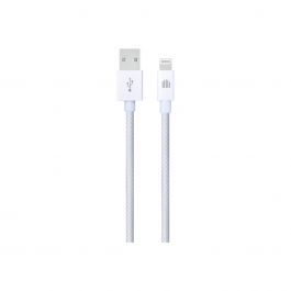 Cablu de date Dviced USB-A la Lightning Nylon Textile 1.25m, Alb