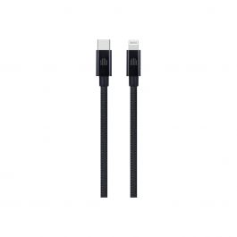 Cablu de date Dviced USB-C la Lightning Nylon Textile 0.25m, Negru