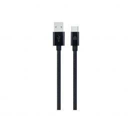 Cablu de date Dviced USB-A la USB-C Nylon Textile 1.25m, Negru