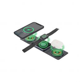 Încărcător Dviced fără fir magnetic pliabil 3 în 1, Negru