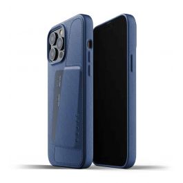 Husa de protectie Mujjo tip portofel pentru iPhone 13 Pro Max, Piele, Monaco Blue