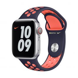 Curea Apple pentru Apple Watch 40mm Nike Band: Blue Black/Bright Mango Nike Sport Band - Regular