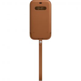 Husa de protectie Apple Sleeve cu MagSafe pentru iPhone 12 Pro Max, Piele, Saddle Brown