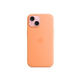 Husa de protectie Apple cu MagSafe pentru iPhone 15, Silicon, Orange Sorbet