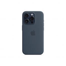 Husa de protectie Apple cu MagSafe pentru iPhone 15 Pro, Silicon, Storm Blue