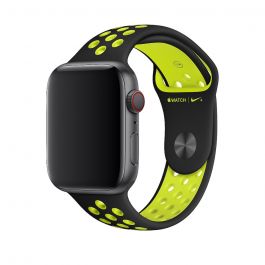 Curea Apple Watch 44mm Nike Band: Black/Volt Nike Sport Band - S/M & M/L