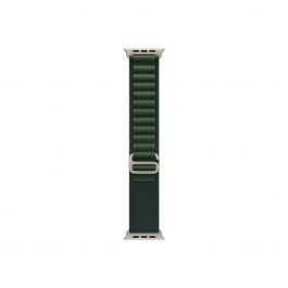 Curea Apple pentru Apple Watch 49mm Dark Green Alpine Loop, Large, Natural Titanium Finish