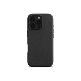 Husa de protectie Woolnut din piele pentru iPhone 16 Pro, Negru