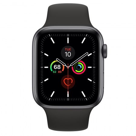 Apple Watch Series 5 GPS + Cellular, 44mm Space Grey Aluminium Case with  Black Sport Band - S/M & M/L