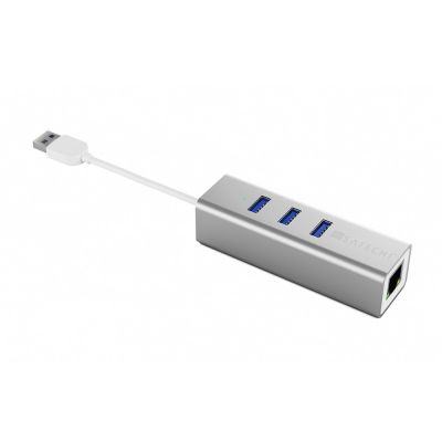 Satechi Aluminium 3-Port HUB & Ethernet Lan Network (Silver)