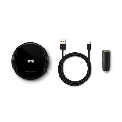Pachet Suport auto wireless (15W/10W/7.5W) + Incarcator auto iStyle 18W, Negru