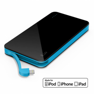 iLuv Compact Portable Power Bank with Integrated Lighting cable (5000mAh) - Black