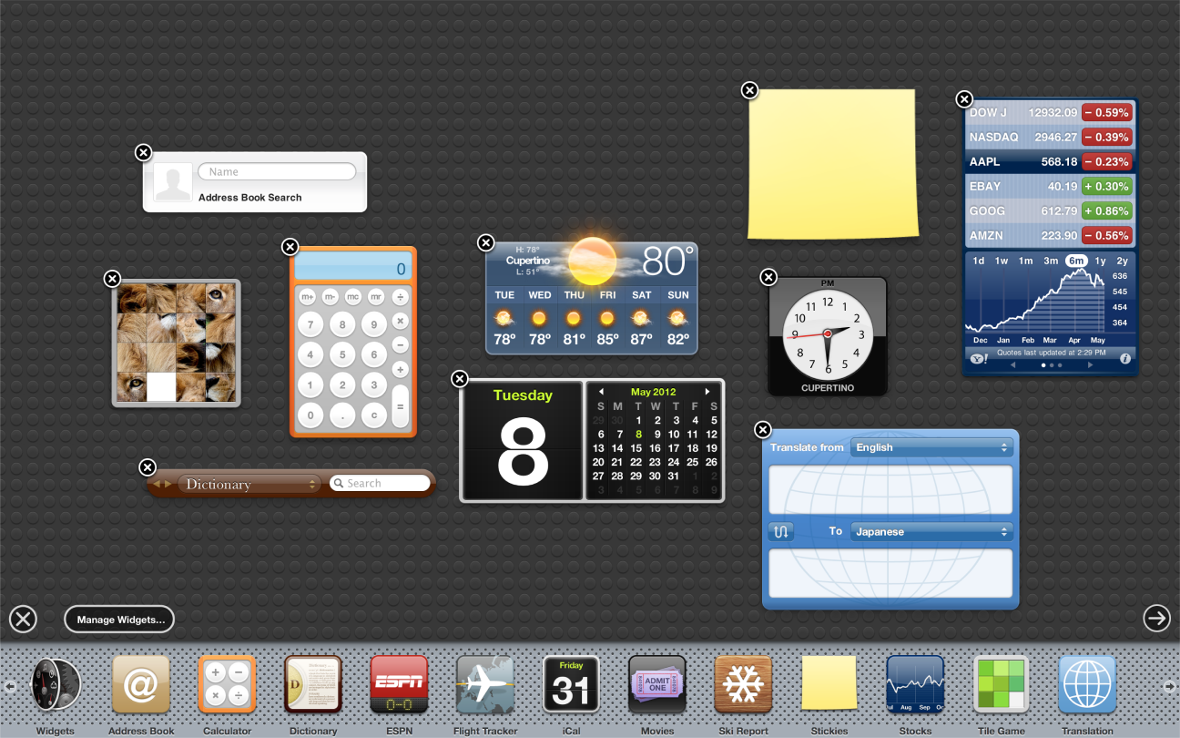 mac dashboard widgets world clock