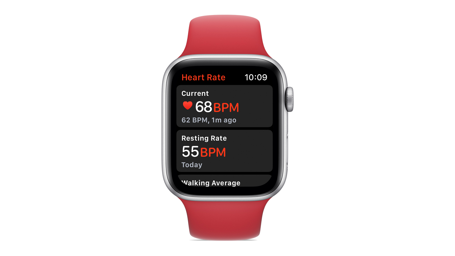 afisaj heart rate pe apple watch rosu