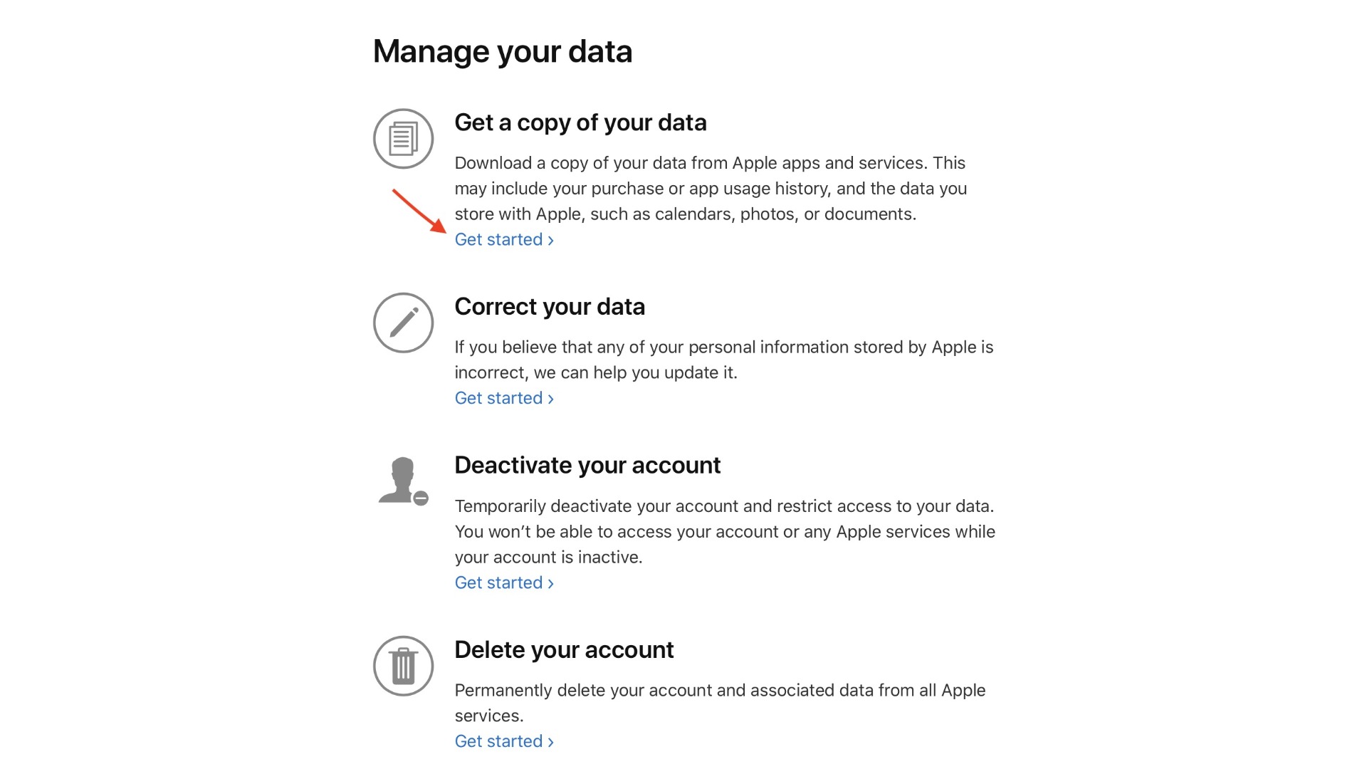 apple manage your data 