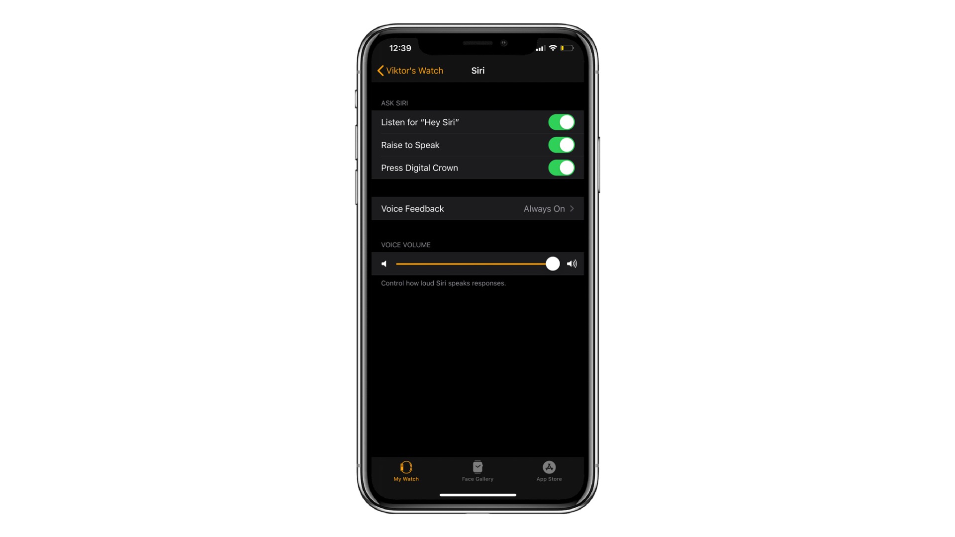 meniu Siri pe un iPhone
