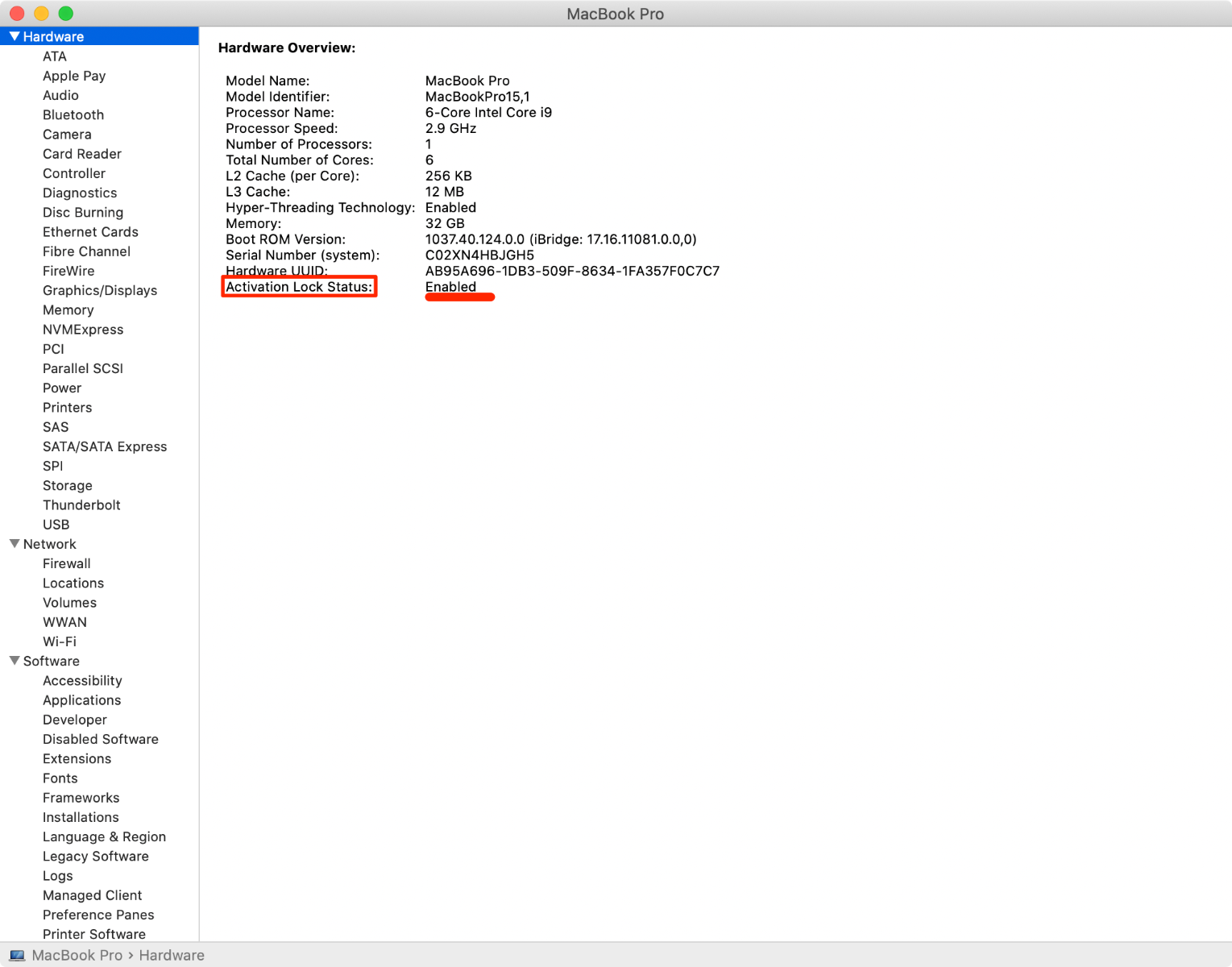screenshot status activation lock pe mac