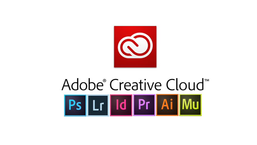 suita adobe creative cloud pe fundal alb