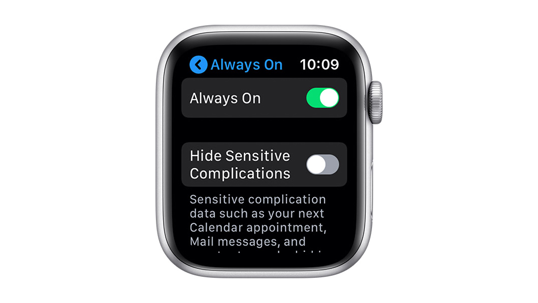 always-on display pe apple watch pe fundal alb