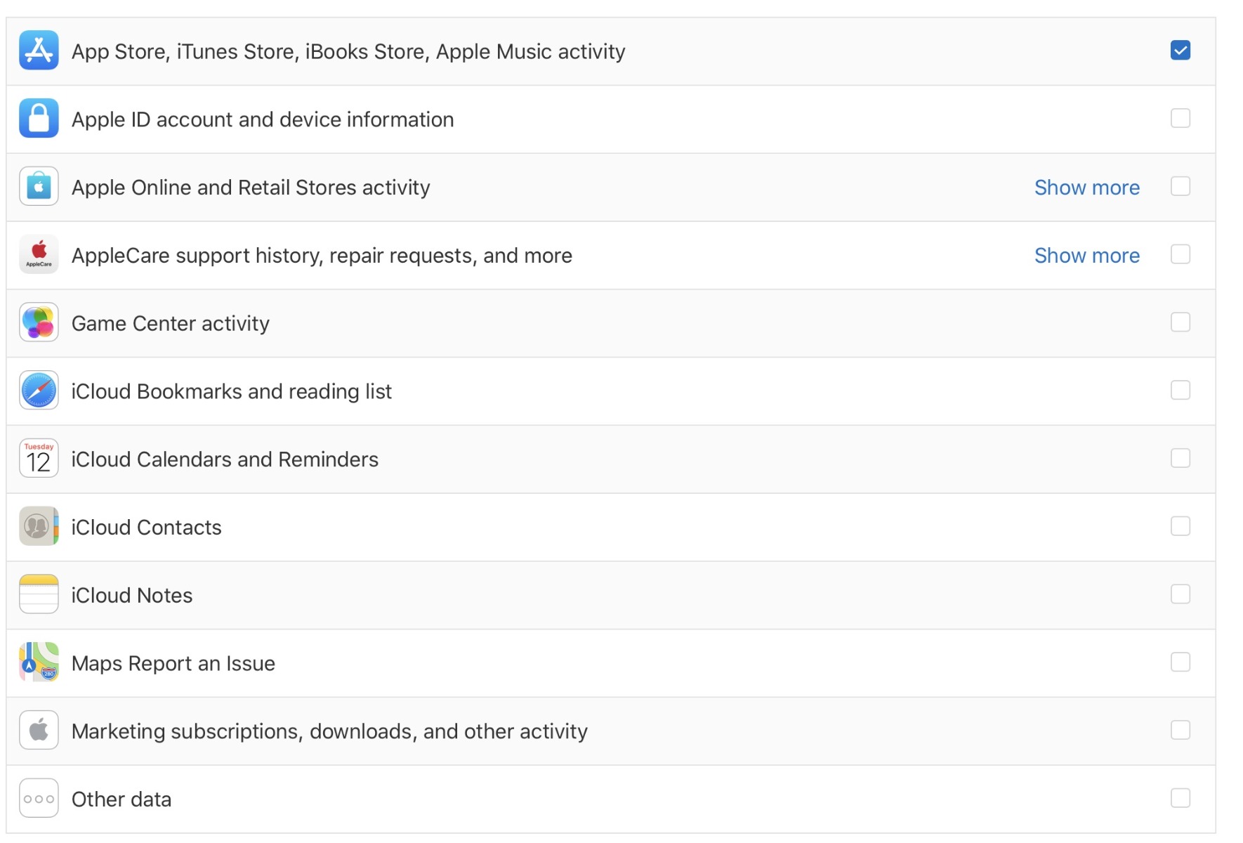 screenshot apple list