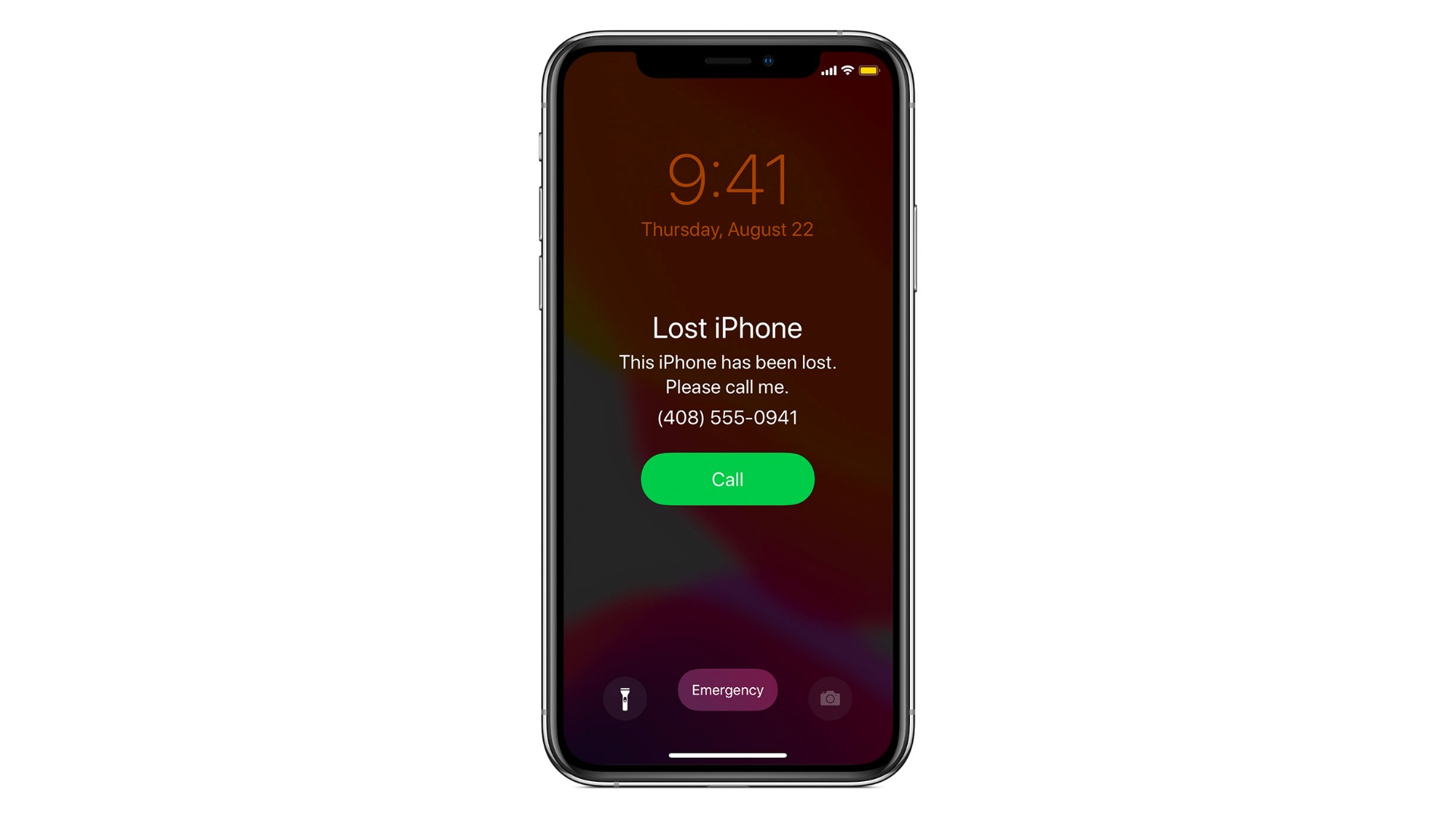 mesaj Lost iPhone pe telefon